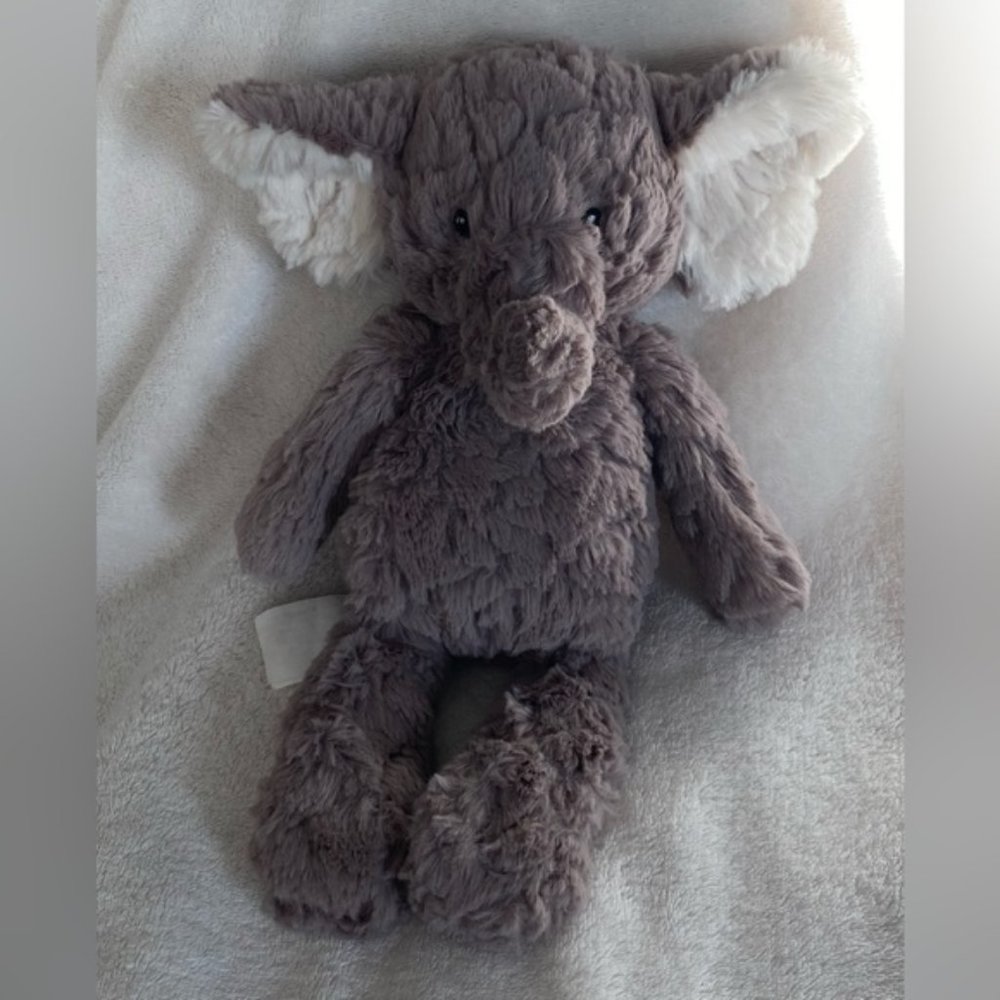 Mary Meyer Gray Baby Elephant Plush Lovey Stuffed Toy 10” Embroidered Eyes